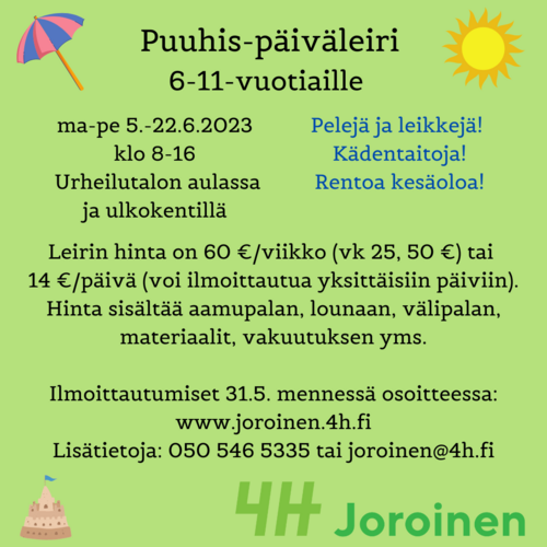 Kesäleirit 2023 - Joroisten 4H-yhdistys ry.